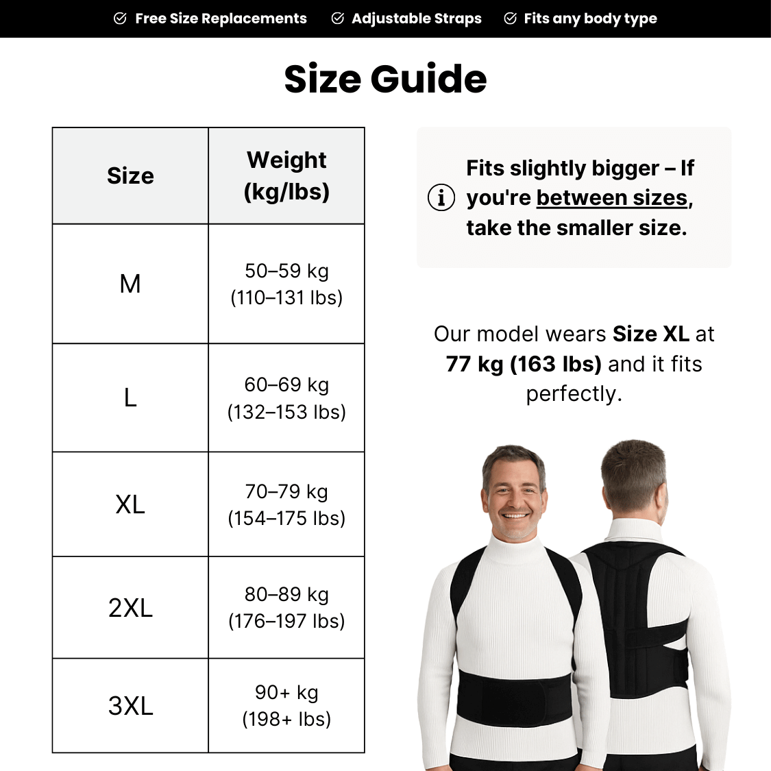 Size Chart Desktop